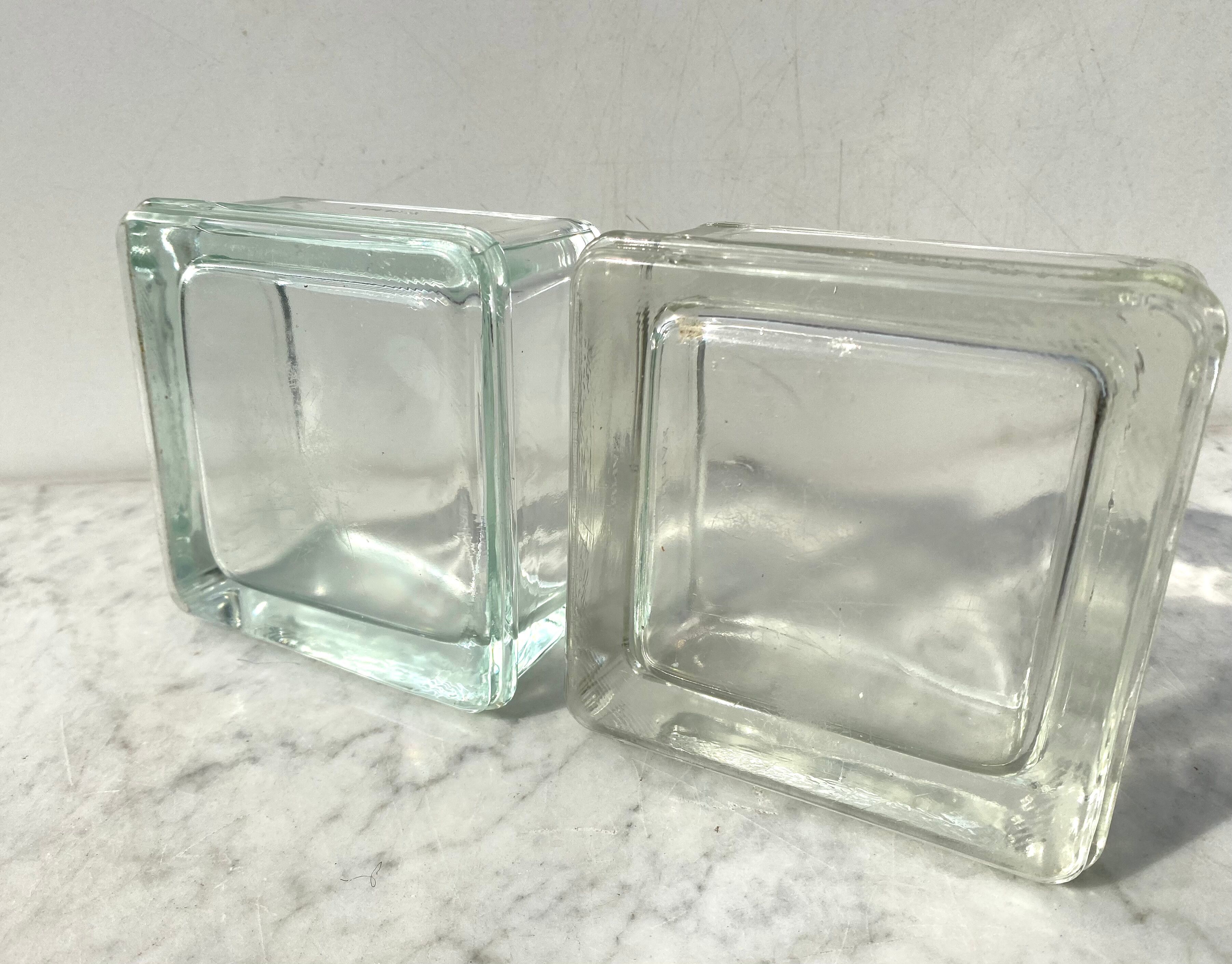 Pair of glass brick Lumax vintage design 60 Le corbustier