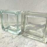 Pair of glass brick Lumax vintage design 60 Le corbustier