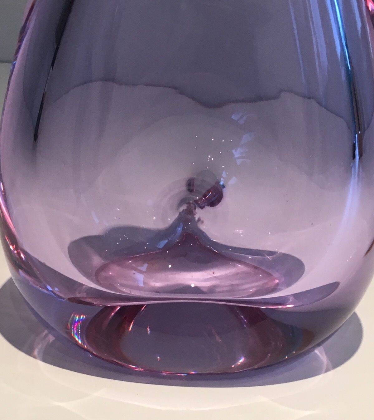 Purple glass piriform vase. Circa 1970.