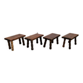 Ensemble de 4 petits tabourets rectangulaires