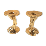 Pair of massive bronze brutalist candlesticks 1980