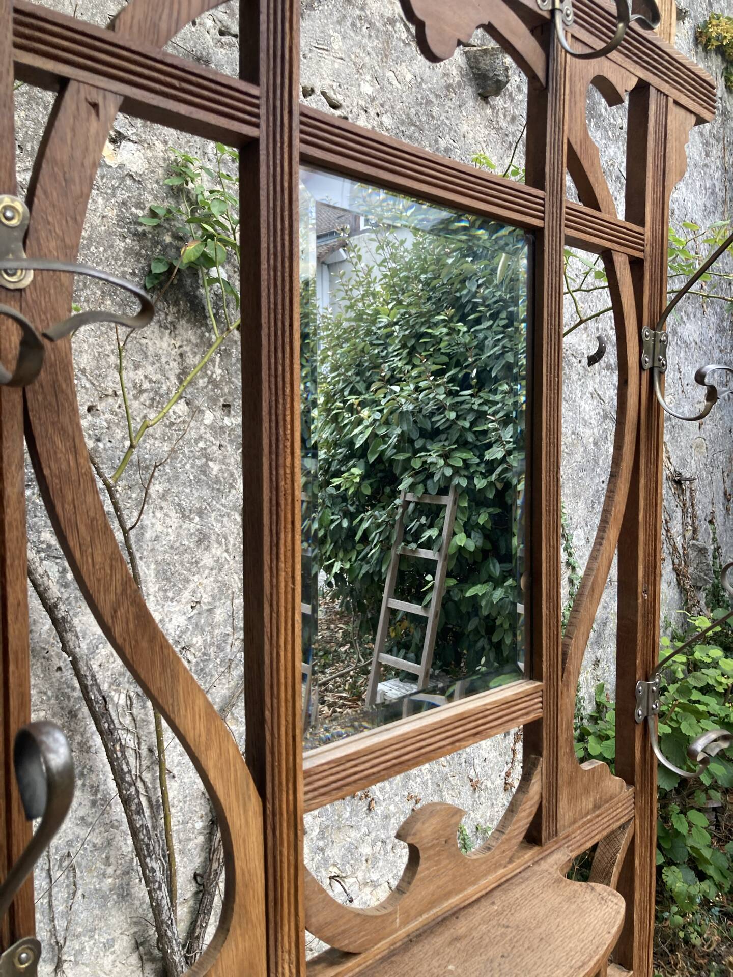 Old wooden entrance coat rack