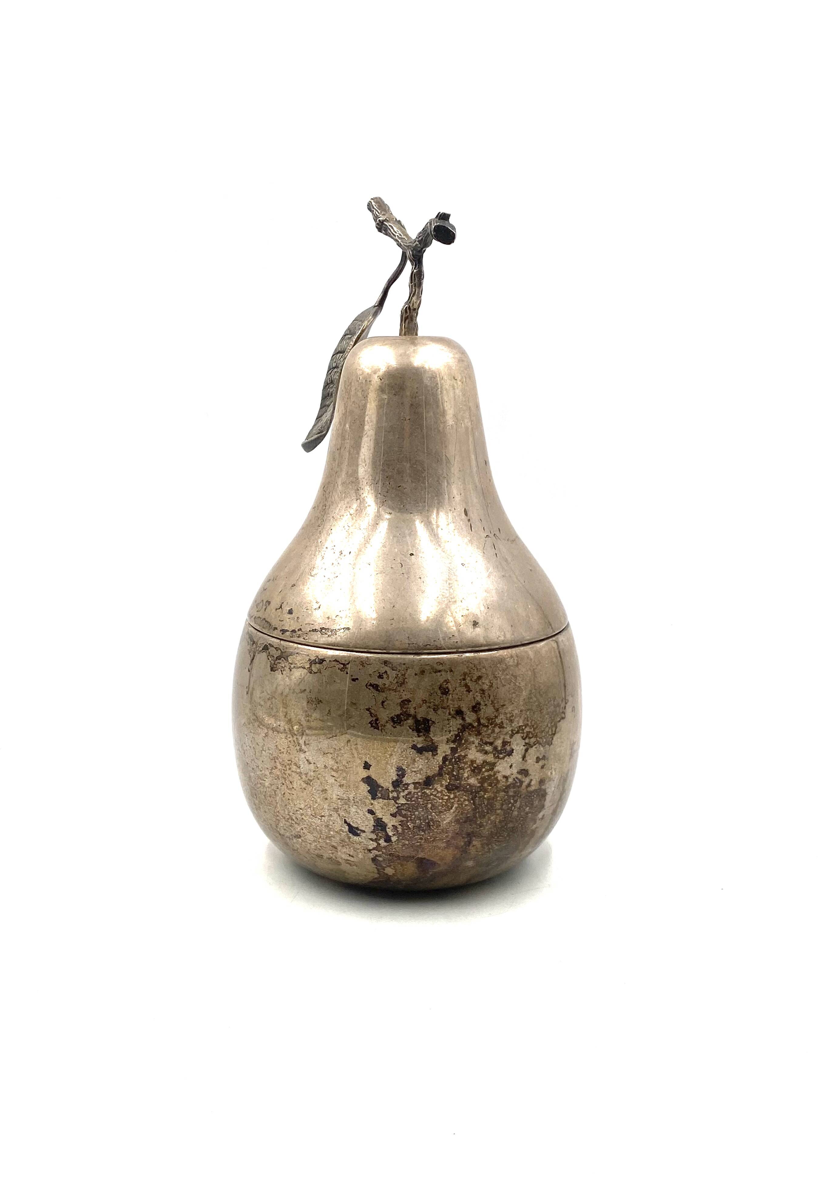 Modern silver-plated Pear wine cooler / ice bucket, Teghini Firenze Italy 1970s