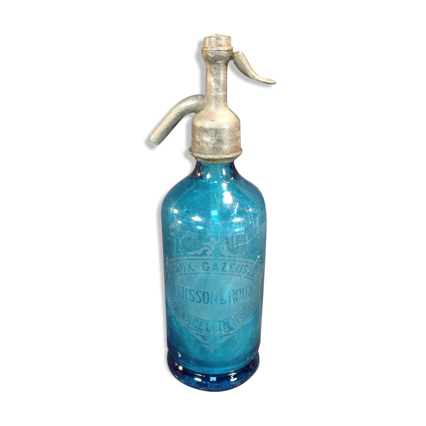 Former little siphon of bistro seltz water deco vintage blue bar Isère