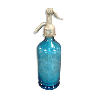 Siphon de bistrot eau de seltz déco bar vintage bleu isère