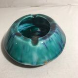 Old ceramics ceramic ashtray morvan blue green vintage enamel