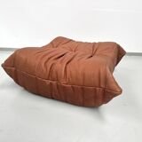 French Togo ottoman in cognac neck leather attributed to Michel Ducaroy for Ligne Roset