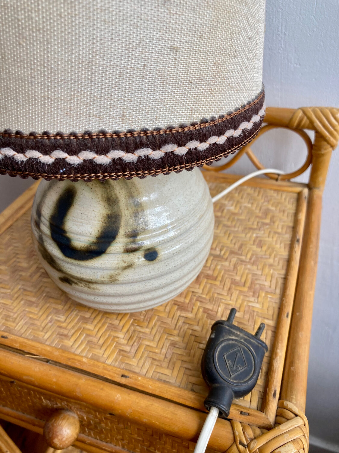 Vintage stoneware bedside lamp