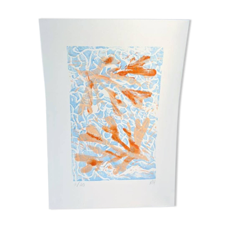 Ondulations bleues et algues oranges sways