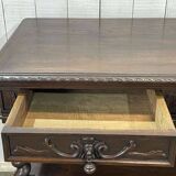 Henry II late 19th century oak serving trolley - top opens into a dresser