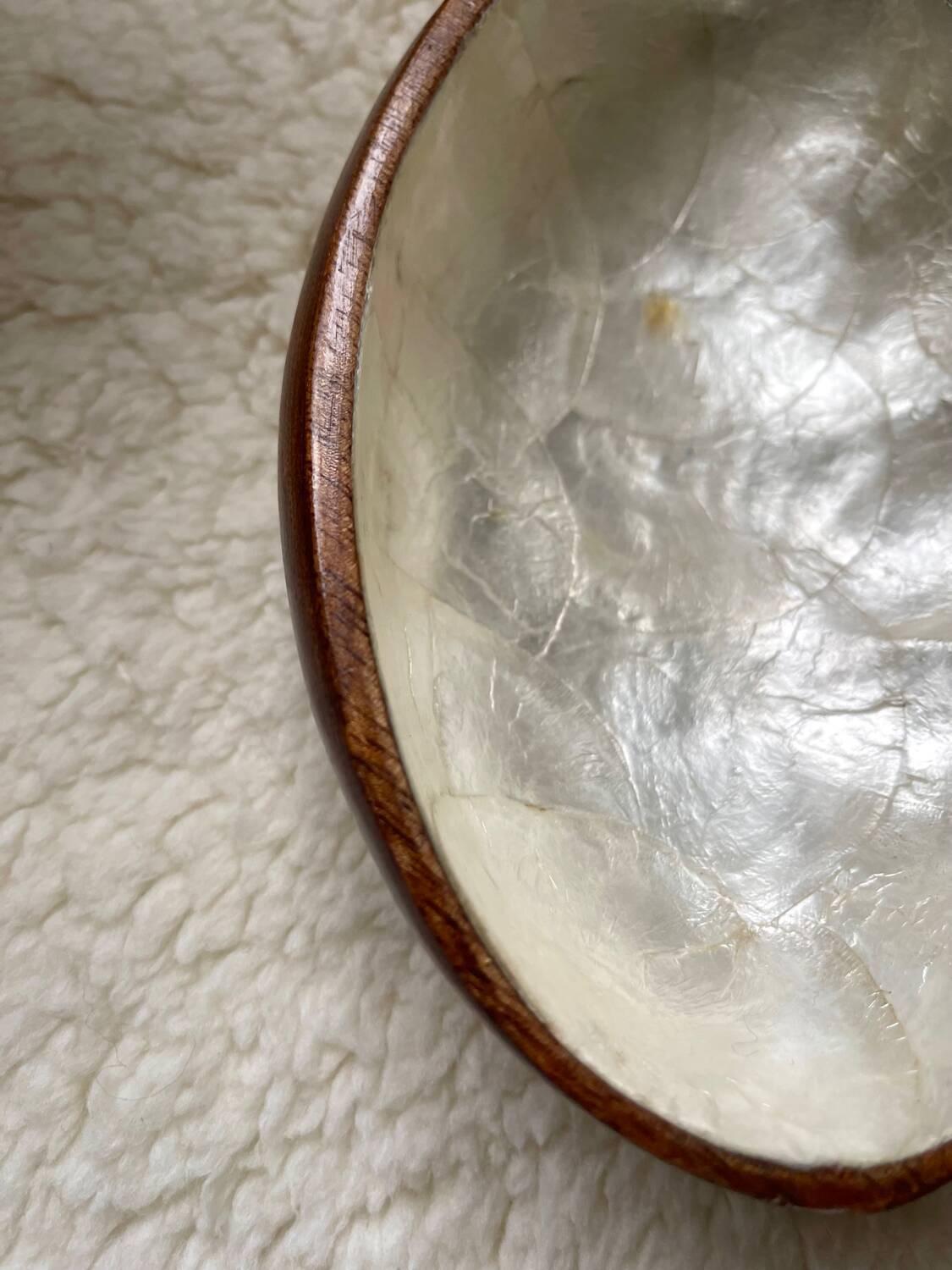 Teak and mother-of-pearl pocket tray