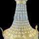 Large Montgolfiere chandelier in gilded bronze and faceted glass pendants