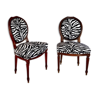 Duo of Louis XVI Medallion chairs