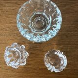 3 cut glass candle holders