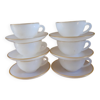 6 cups + 6 arcopal saucers