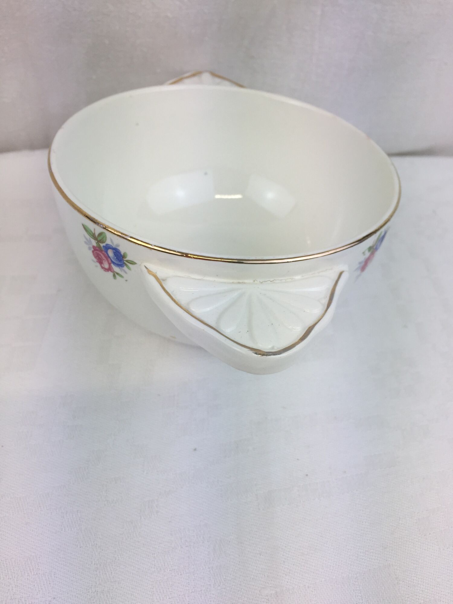Antique bowl with glazed ceramic ears made in France Digoin Sarreguemines