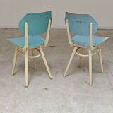 Set of 2 Czechoslovak chairs TON Bystrice Thonet White and Blue