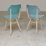 Set of 2 Czechoslovak chairs TON Bystrice Thonet White and Blue
