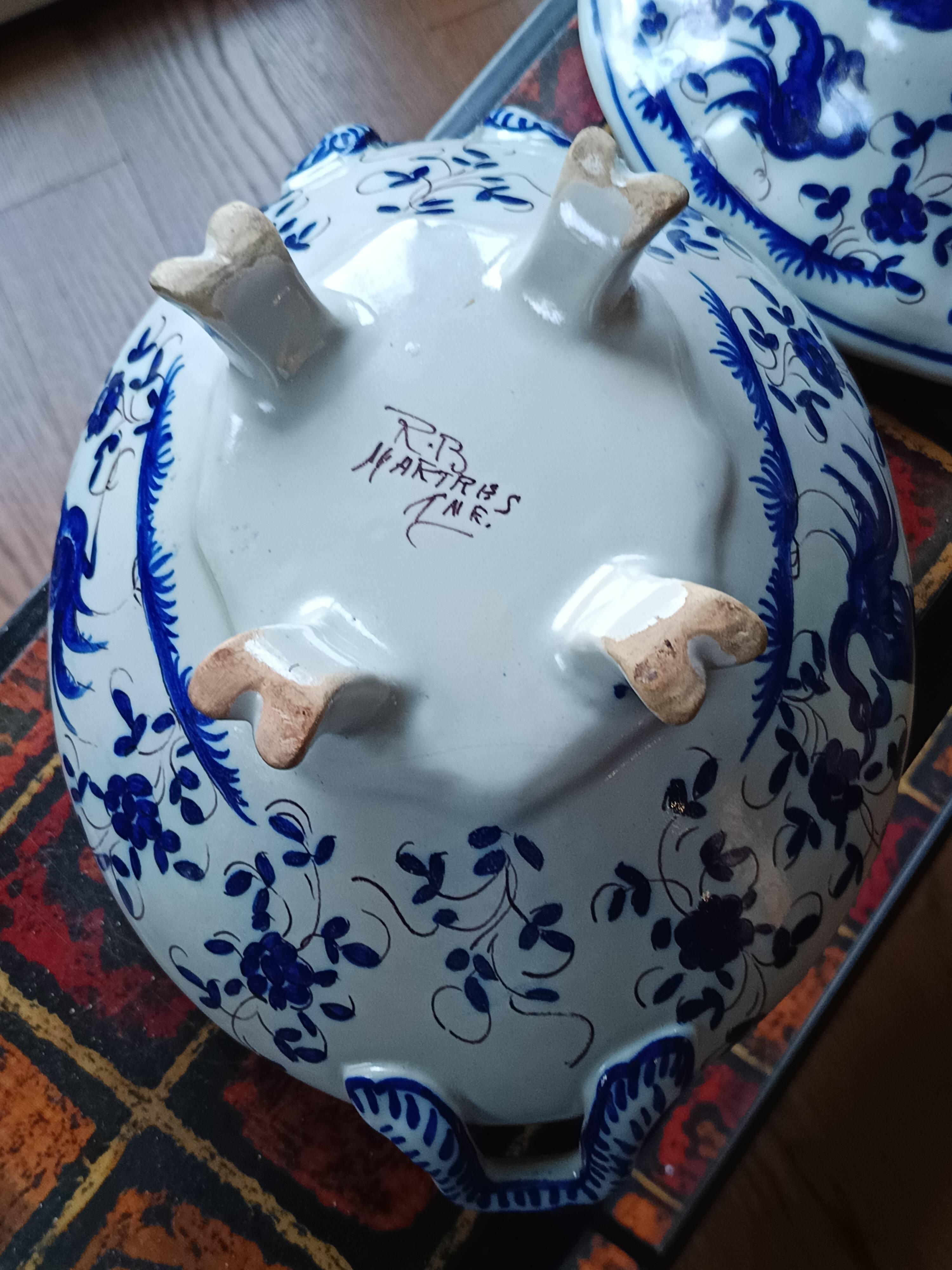 Antique earthenware vegetable dish from Matres Tolosane, attributed to Ribet and Bonnassies