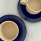 Set of 2 vintage ceramic mugs in cobalt blue & ecru • Tea service