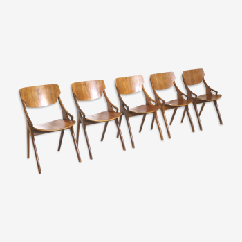 Set of 5 vintage chairs designed by Arne Hovmand Olsen for Mogens Kold