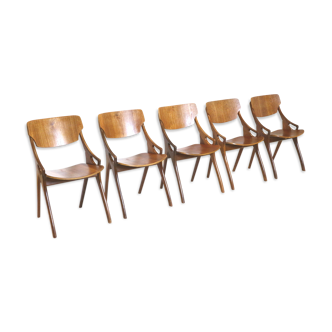 Ensemble de 5 chaises vintage conçues par Arne Hovmand Olsen pour Mogens Kold