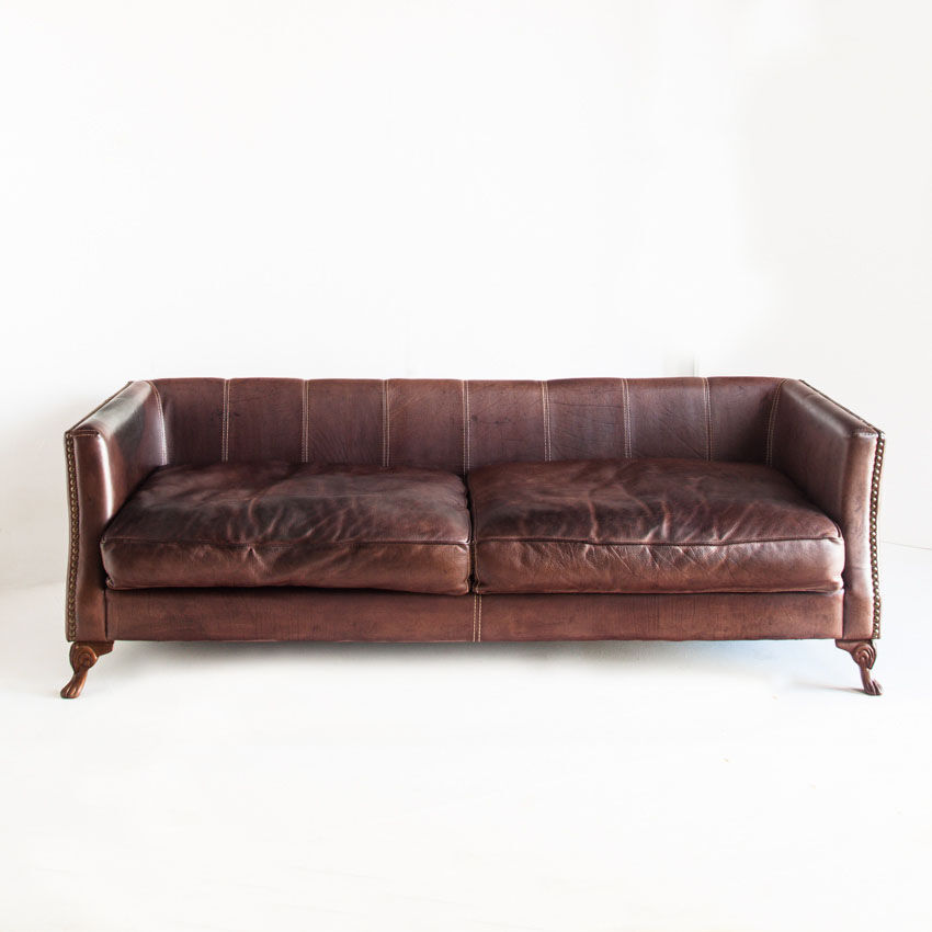 Vintage leather sofa. Edited by Mantellassi. Italy, 90s