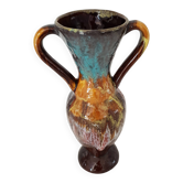 Large Vallauris ceramic vase with amphora-shaped handles, unsigned - height 32cm