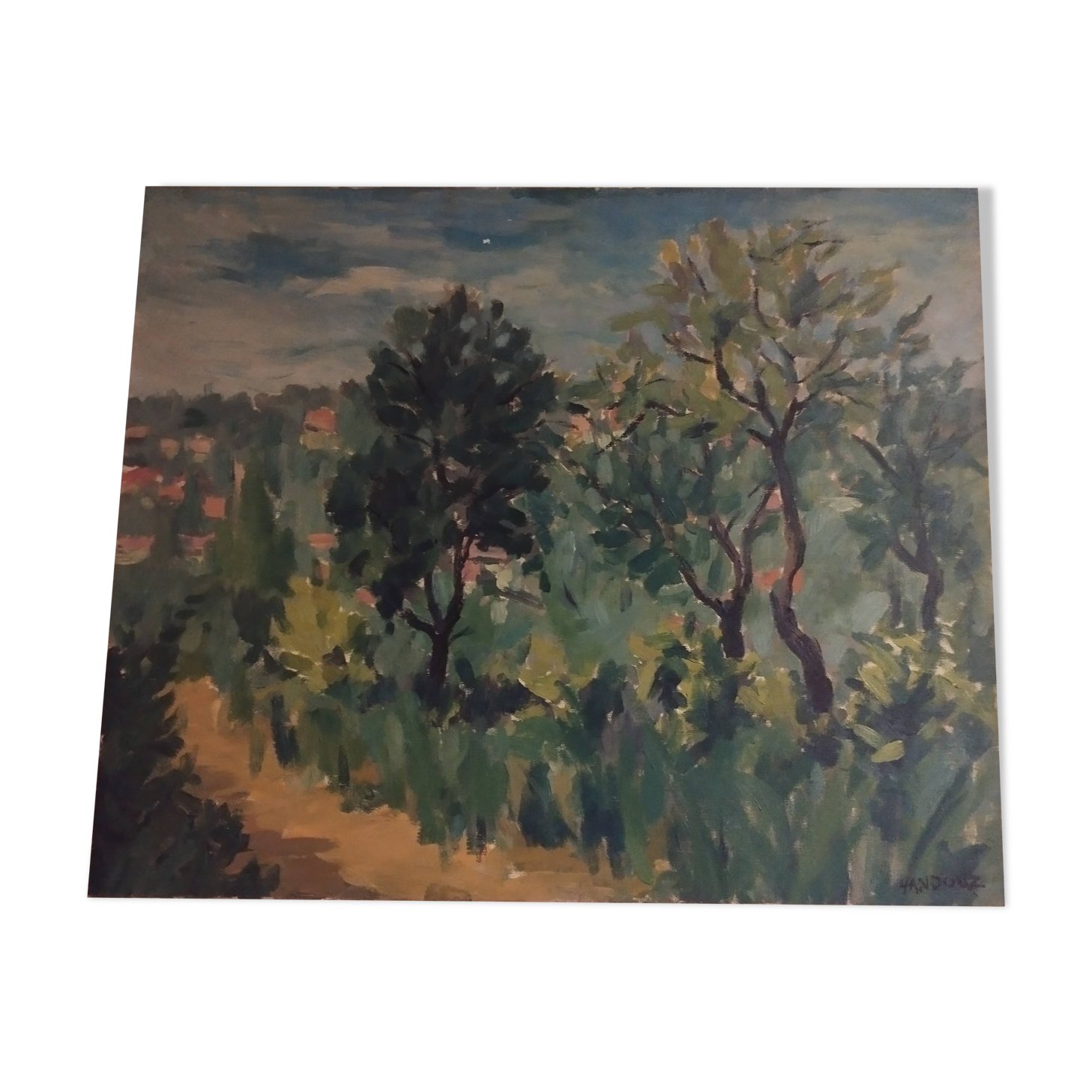 wooded landscape painting