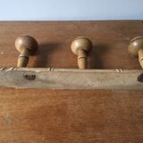 Old coatrack 3 wooden hooks
