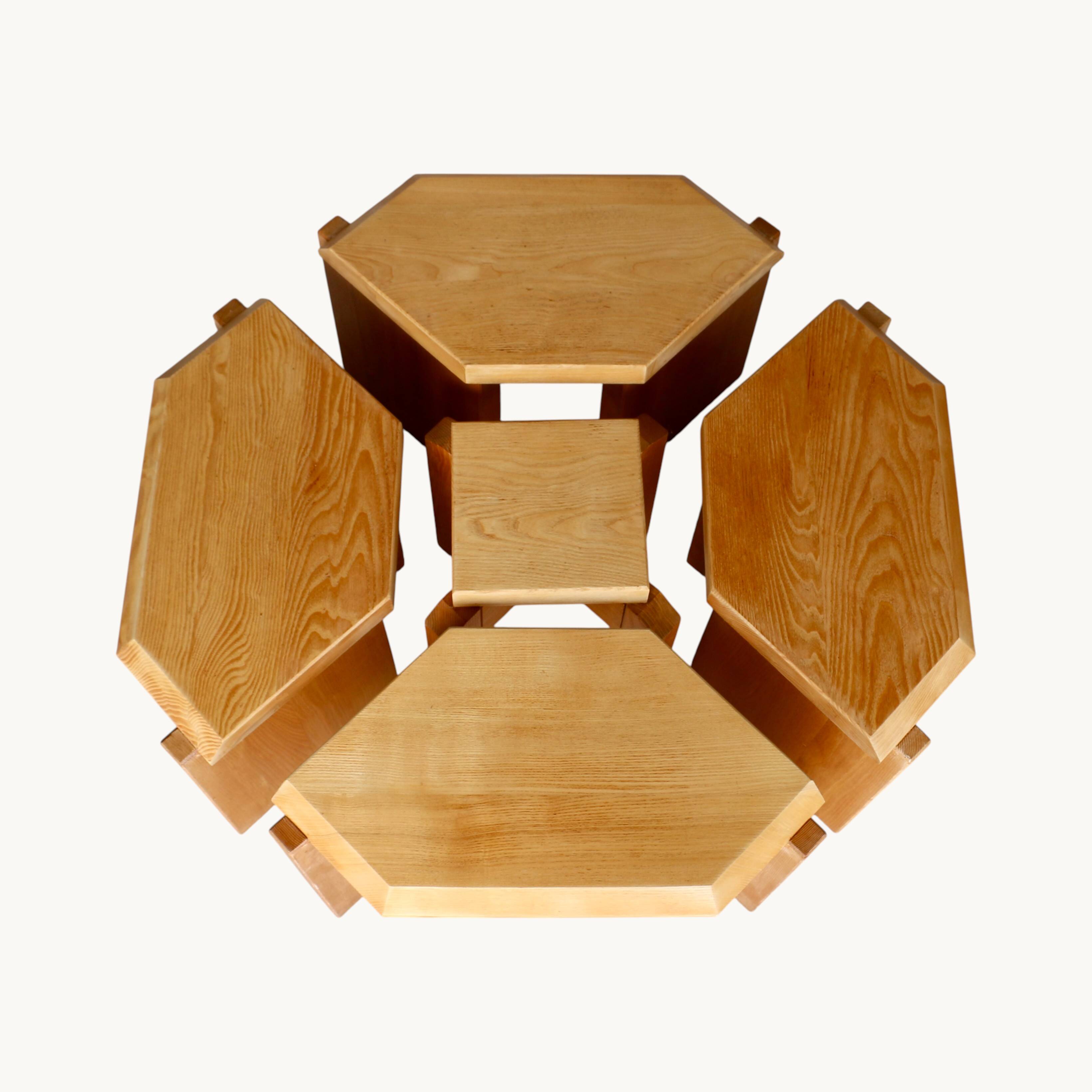 A set of five coffee tables, France 1970s.