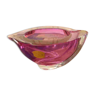 Cendrier en cristal rose Val Saint Lambert, Belgique