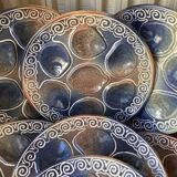 7 assiettes à huitres signées marie stuart roscoff