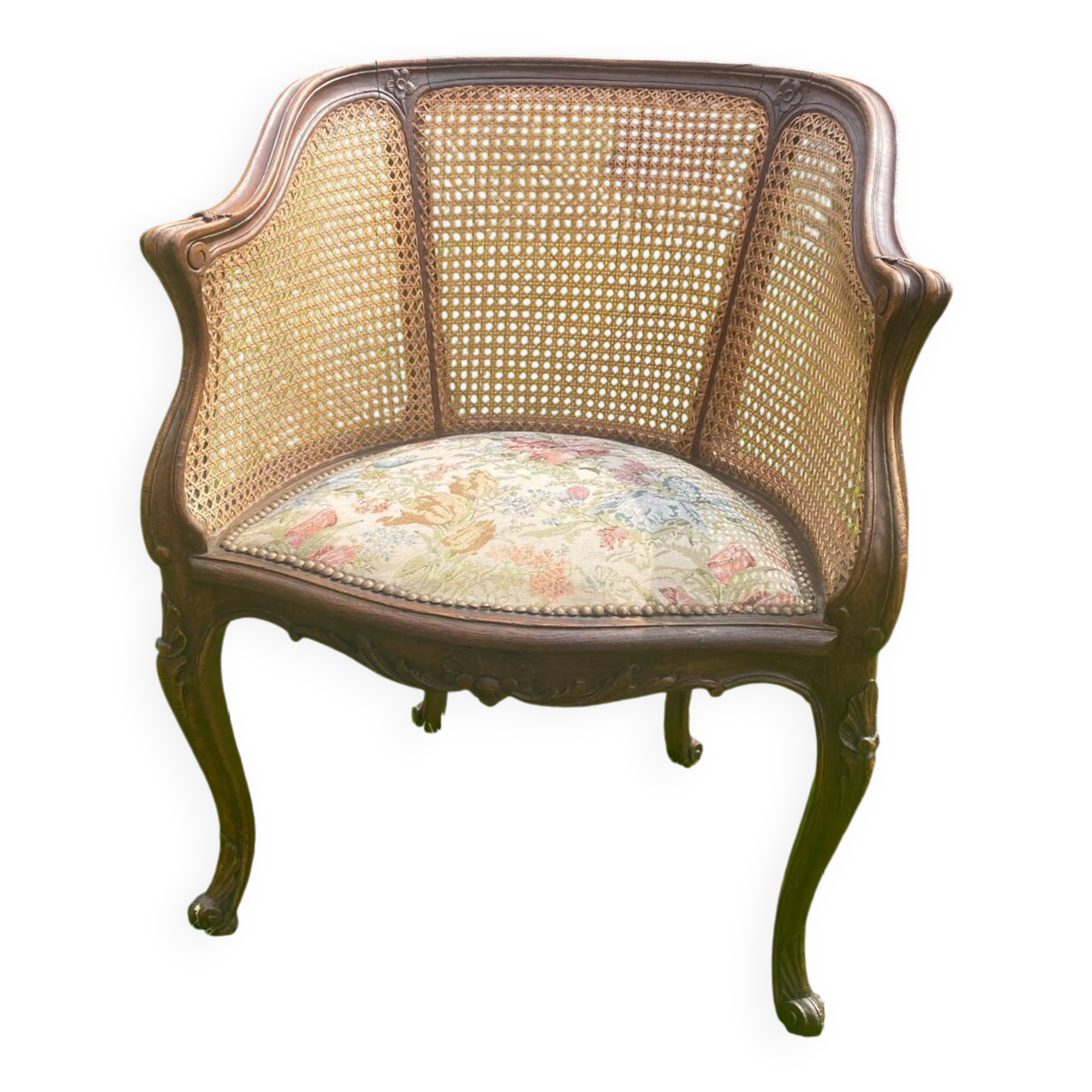 Fauteuil en cannage style Louis 15