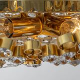 Floral wall light in gilded brass and cut glass by Palwa, Germany, 1970s.