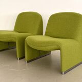 Giancarlo Piretti Alky Lounge Chairs in New Green Fabric, Set of 2