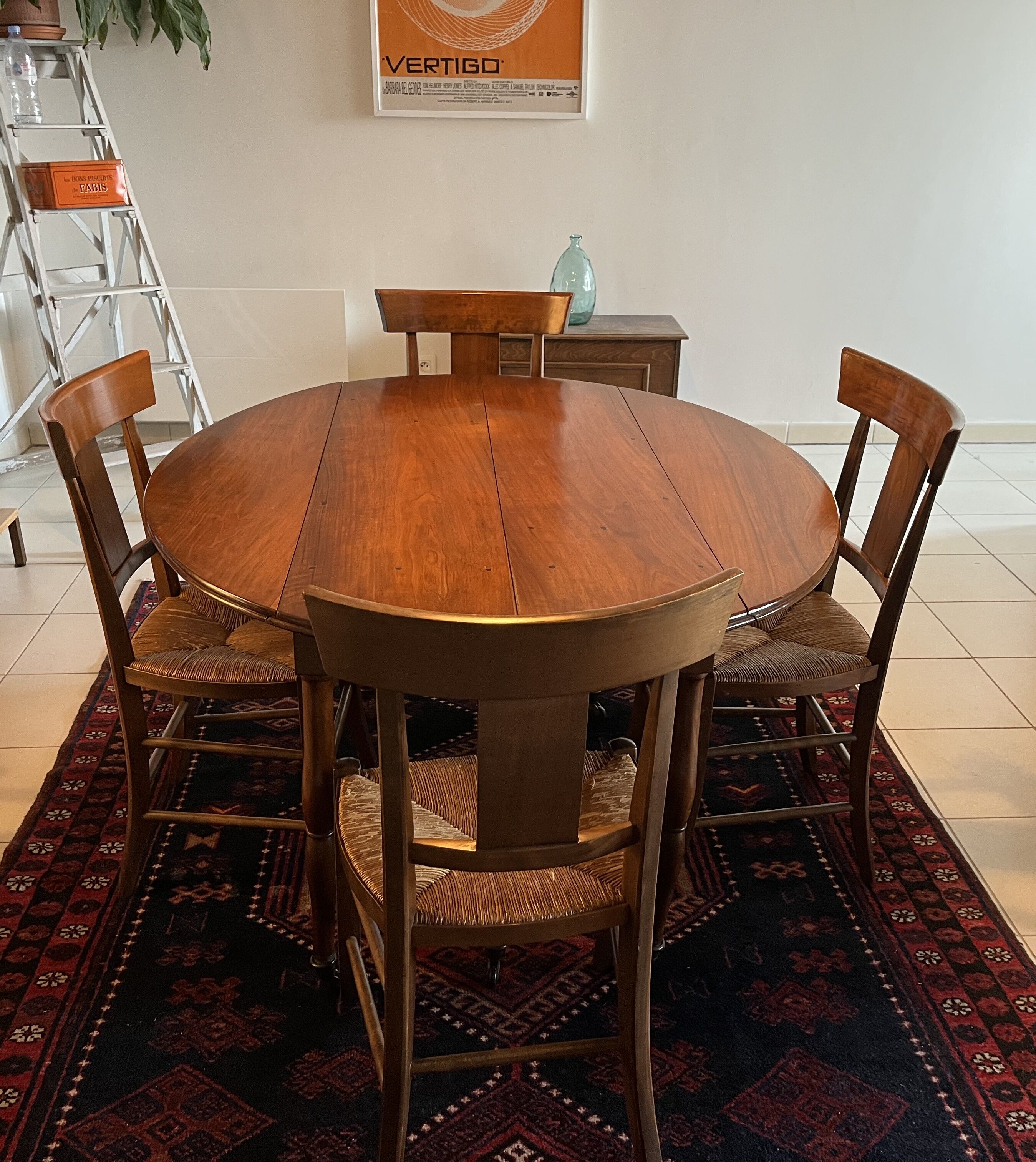 Table 6 pieds ouvrante en noyer 19ème