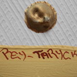 Large oil on canvas painting signed Pey Taryck abstract figures ethnic africa middle east