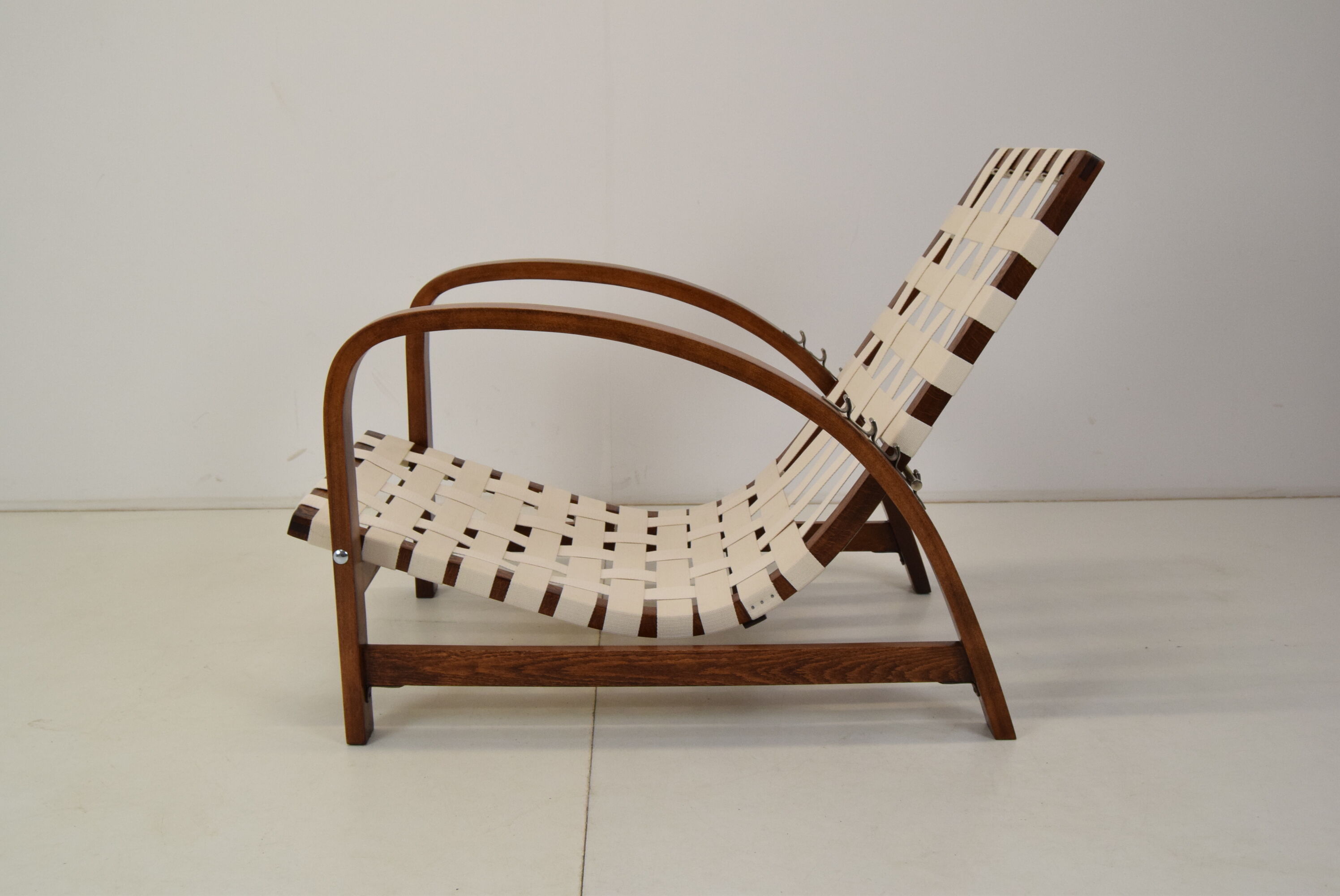 Art-deco adjustable armchair, designed by Jindrich Halabala,Restored,1930's