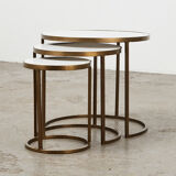 Set of Nesting Tables in Marble and Metal 1970s