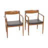 Set of 2 Scandinavian leather office chairs, Denmark, 1960