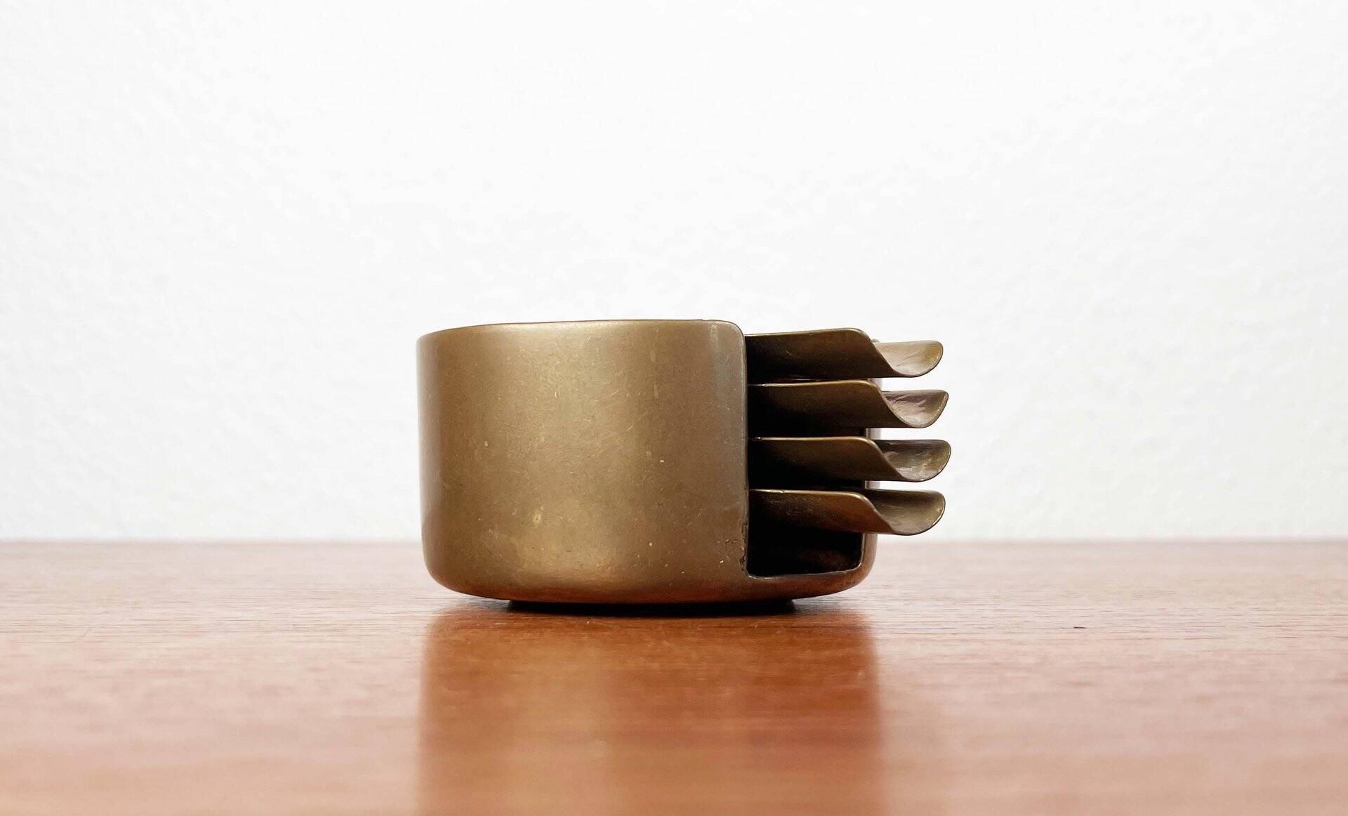Stackable Austrian brass ashtrays in mid-century style, 1960, set of 5.