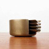 Stackable Austrian brass ashtrays in mid-century style, 1960, set of 5.