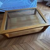 Table basse en verre et chêne massif