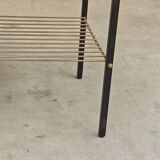 Vintage vinyl serving trolley in wood and gold metal