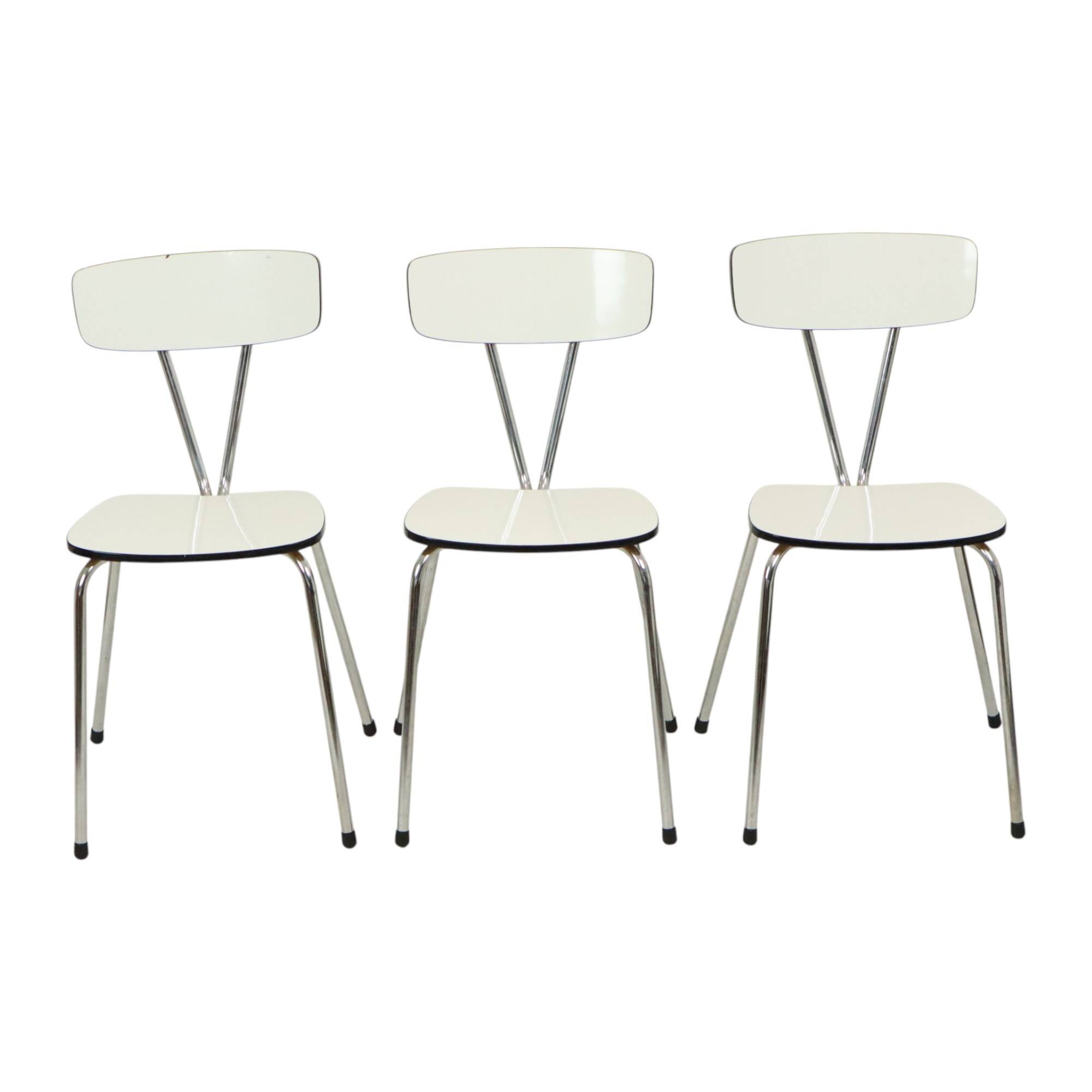 Set of 6 Gray Formica Chairs Chrome Dining Room Chairs Sixties