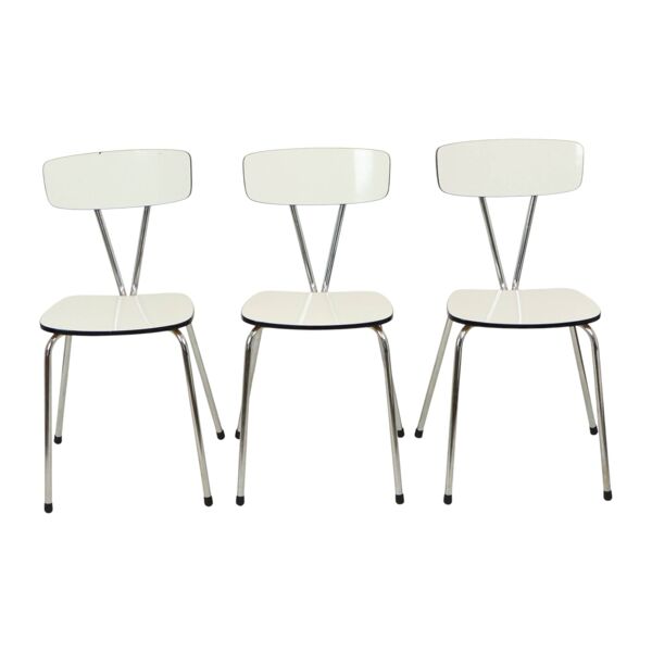 6 chaises en formica gris et chromées, années 60