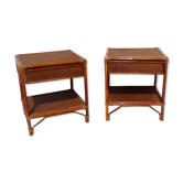 Pair of cane bedside tables
