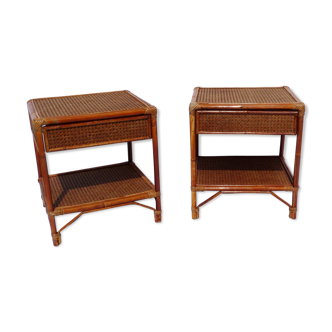 Pair of cane bedside tables