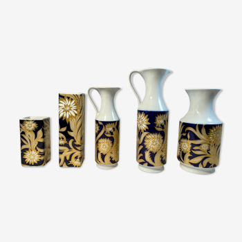 Ensemble de 5 vases cobalt